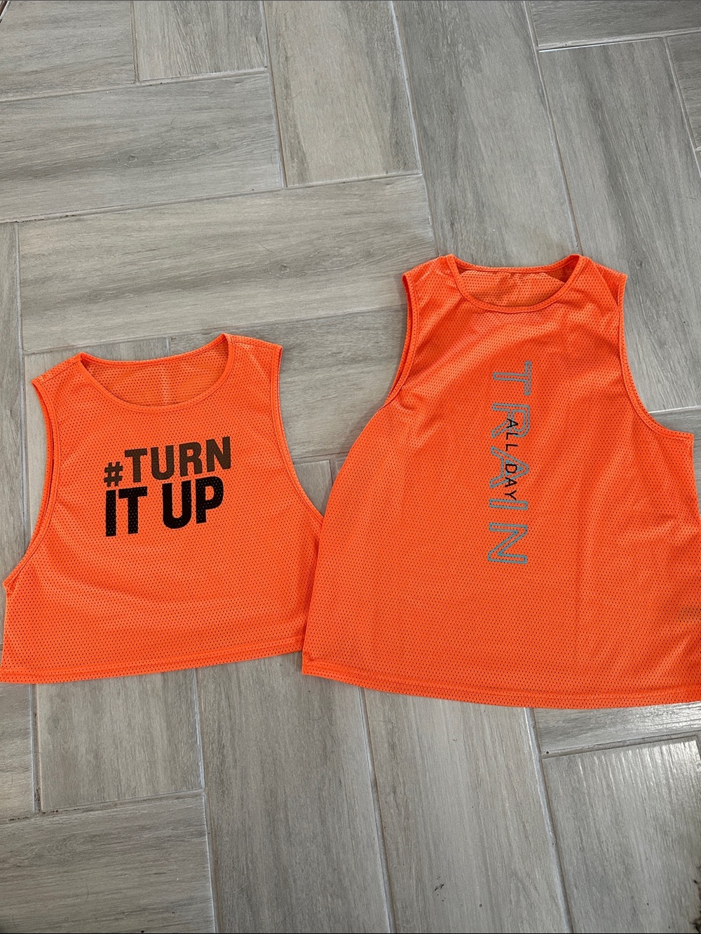 2 Orange Active WORK OUT Tank Top - #TURN IT UP